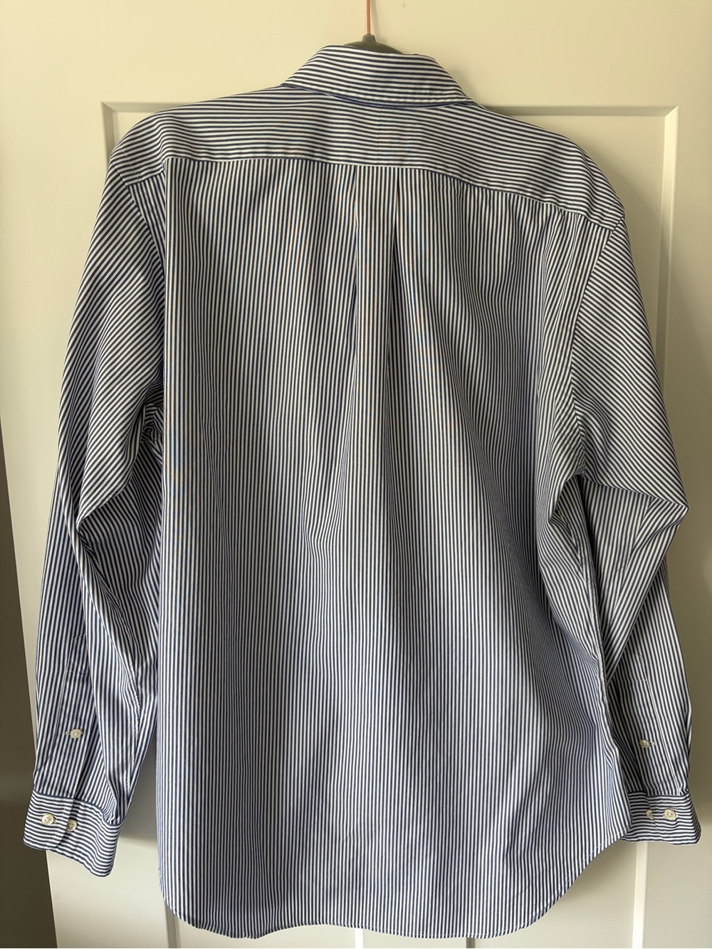 Like New! Ralph Lauren Blue and White Pinstripe Button-Down Shirt - Picture 3 of 8